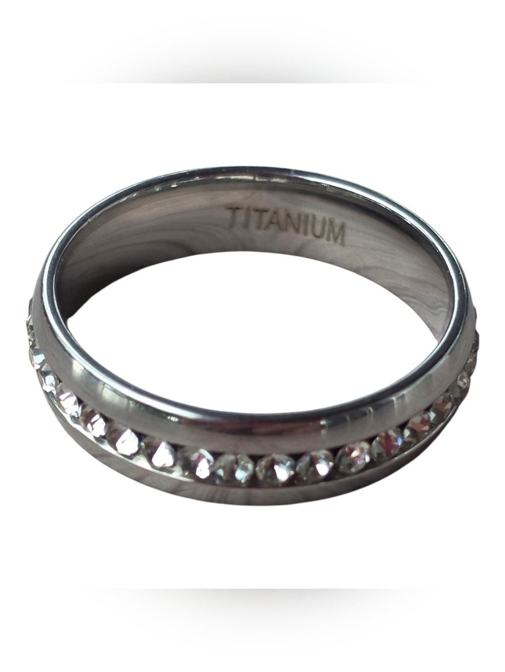 New Titanium & Cubic Zirconia Band Ring Size 11